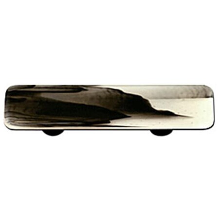 Palacedesigns Black Swirl French Vanilla Rectangle Glass Cabinet Pull - Aluminum Post PA883614